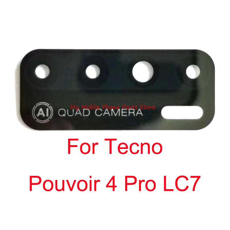 Tecno Pouvoir 4 Pro LC7 용 후면 카메라 유리 렌즈 Tecno LC7 수리 용 예비 부품 용 접착제가있는 후면 유리 렌즈 카메라